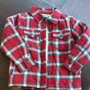 Plaid Kids Shirt - Red and Gray